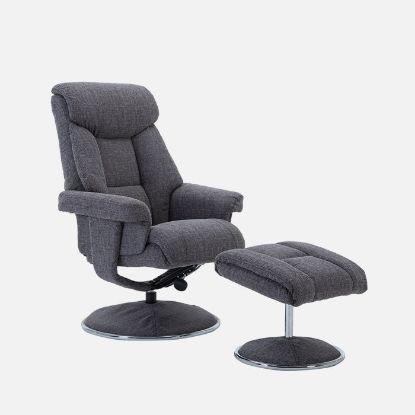 Picture of Swivel Chair And Stool in Lisbon Grey Fabric